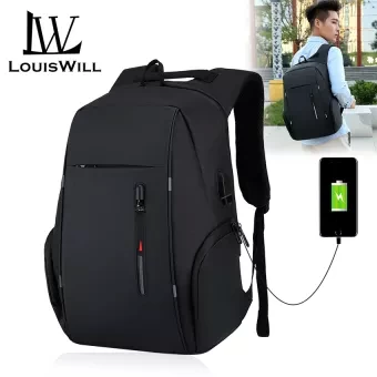 LouisWill Backpacks Men Laptop Backpacks Travel Backpacks Waterproof Bags College Backpack Shoulder Bags Reflective Strip Back Packs School Bags with USB Charging Port for Men