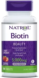 Natrol Biotin Beauty Tablets 5000mcg, Promotes Healthy Hair, Skin & Nails, Helps Support Energy Metabolism, Faster Absorption, 90 Tablets, USA
