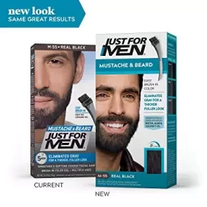 Just For Men Mustache & Beard Real Black M-55 Brush-In Color Gel (USA)
