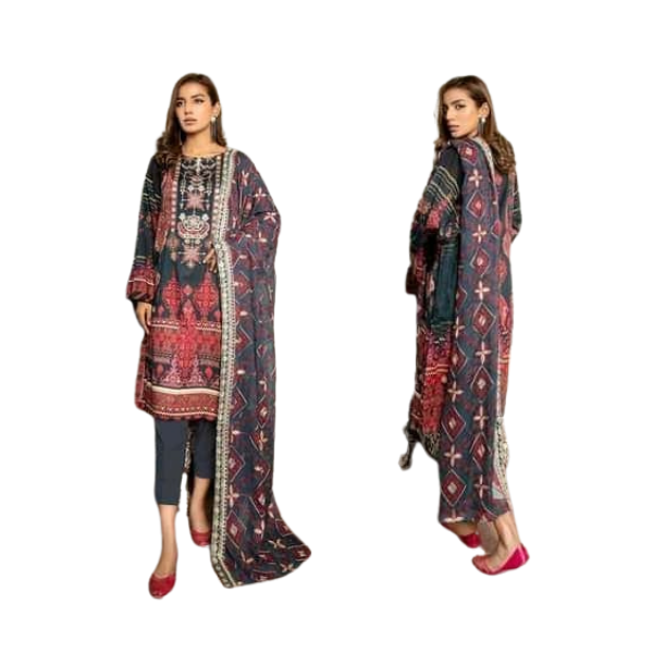 Eye Graze - Digital Printed & Embroidered Lawn 3 piece