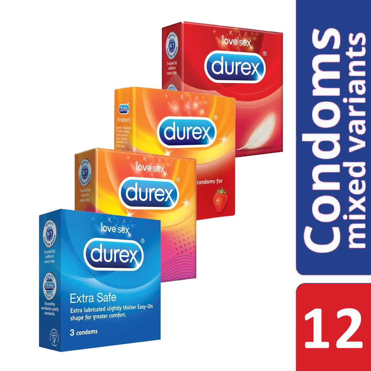 Durex Mix It Up Assorted Condoms Combo (3'S Pack X 4)