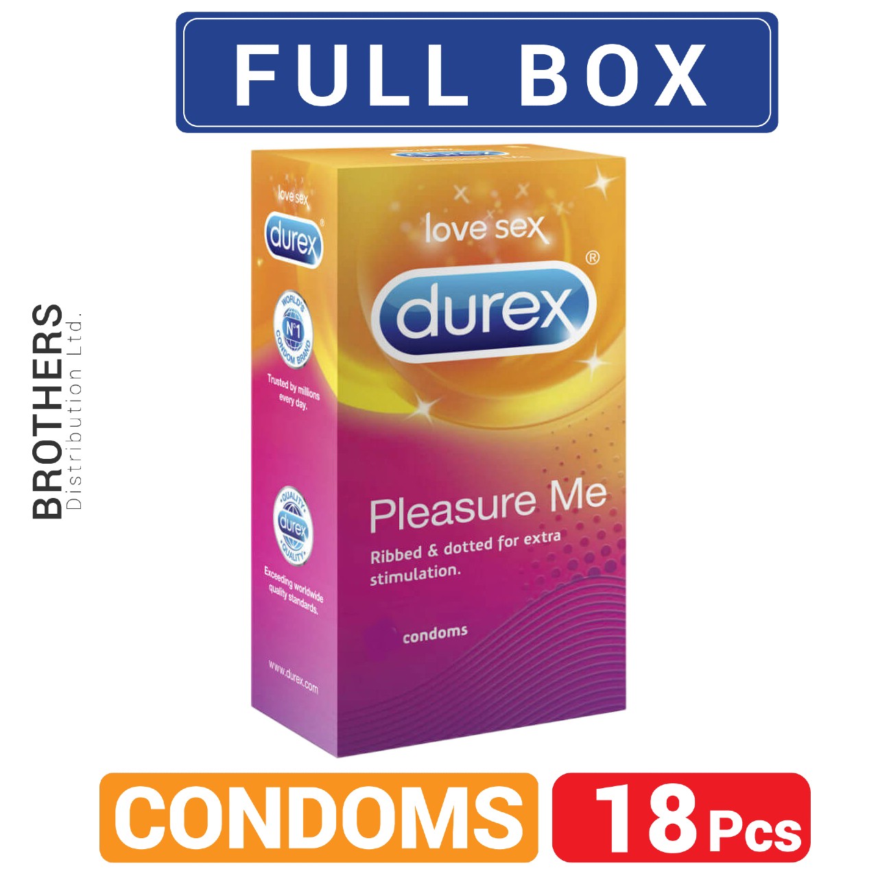 Durex - Pleasure Me Condom - Full Box - 3x6=18pcs