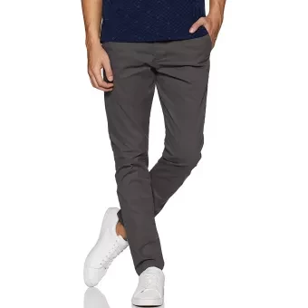 Grey Twill Gabardine Pant for Men