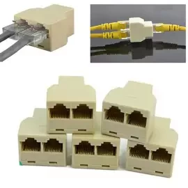 1PCS 1 To 2 Way LAN Ethernet Network Cable RJ45 Female Splitter Connector Adapter for Computer White High Qualit