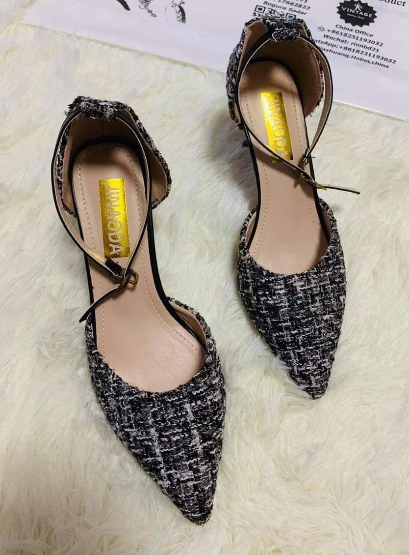 Women Ladies Shoes Girls Mid Heel Dress Sandals-black