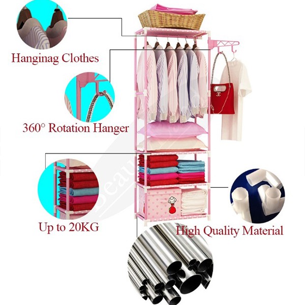 BeautyLand Korean Multipurpose 3 Layer Cloth Organizer Rack Wardrobe Coat Rack Cloth Hanger