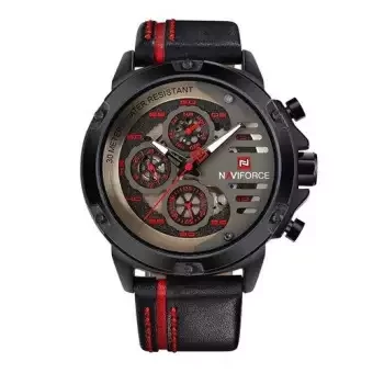 NF9110 - Black Leather Wrist Watch for Men