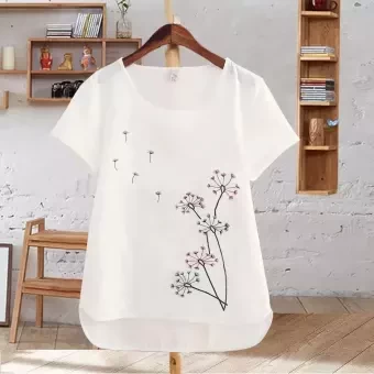 White Fashion Tops Ladies Short Sleeve Casual Girl's Print Cotton new T-Shirt For women
