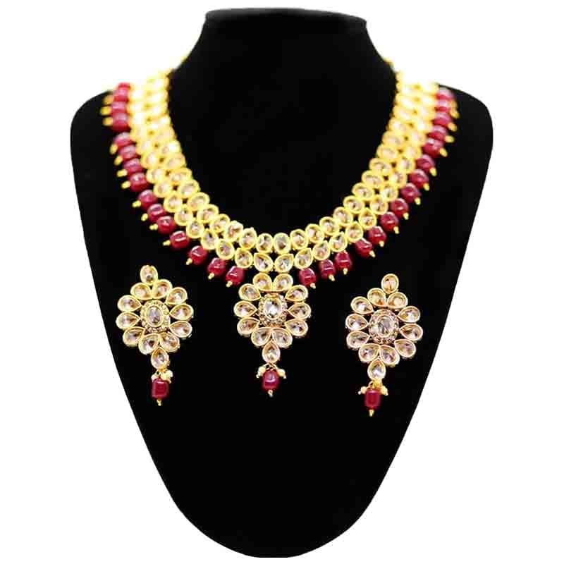 Gold Plated American Diamond Stone Jewellery Set for Women