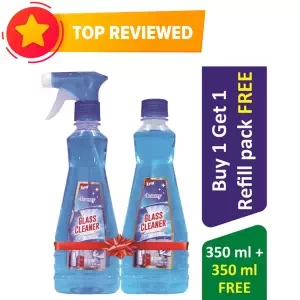 Cleanzy Glass Cleaner with Spray 350ml ( Buy 1 Get 1 Refill 350ml Free )