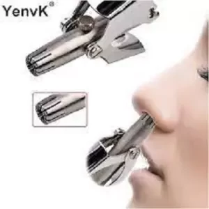 Stainless Steel Ear and Nose Hair Trimmer for Men Manual / Rotary Trimming Machine No Batteries Required Removable and Washable with Brush and Bag