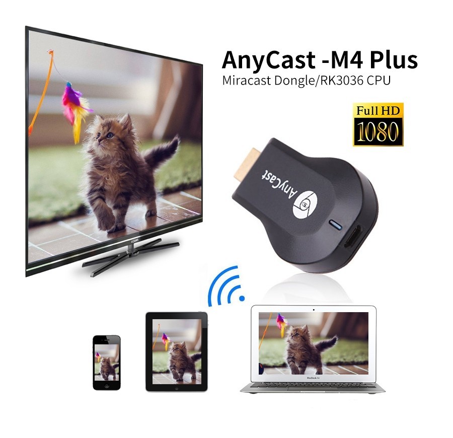 Wireless HDMI Display Adapter, Anycast M9 Plus 1080P HDMI Media Video Streamer Tv Stick Dlna Airplay Miracast for Android