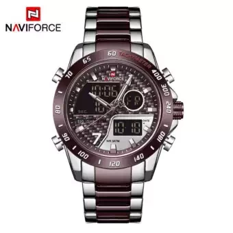 NAVIFORCE NF9171 Silver And Bronze Two-tone Stainless Steel Dual Wrist Watch For Men - Bronze & Silver