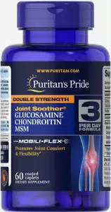 Puritans Pride Double Strength Joint Soother Glucosamine Chondroitin MSM, Promote Healthy Joint and Cartilage maintenance, Helps Strengthen, Defend and Protect Joints, 60 Capsule, USA