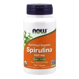 Now Foods Organic Spirulina, high in Protein & Vitamins, managing Diabetes, Losing Weight & Improving Gut Health, 100 Tablets, USA