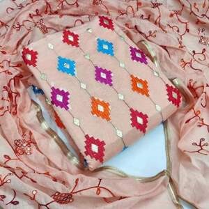 Cotton kameez with designed orna