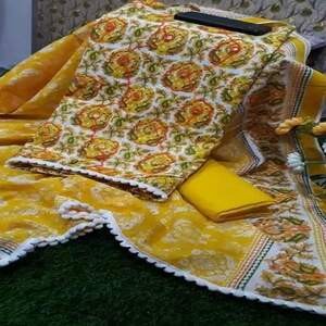 Cotton kameez with designed orna