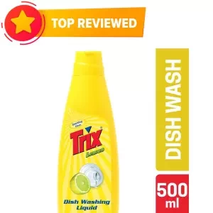 Trix Dishwashing Liquid 500ml Bottle Lemon Fragrance for Scratch-Free Sparkling Clean Dishes, removes grease stains with power-rich thick foam