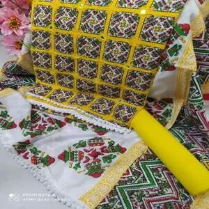 Pure cotton 3 piece with ari work