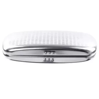 2pcs Glasses Case, Aluminum Hard Shell Eyeglasses Case Striped Spectacles Box for Small and Medium Frames - Blue & Silver
