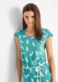 Ladies Casual Short Sleeve with elastic Waist Summer Shirt Dress with Pockets/ladies tops