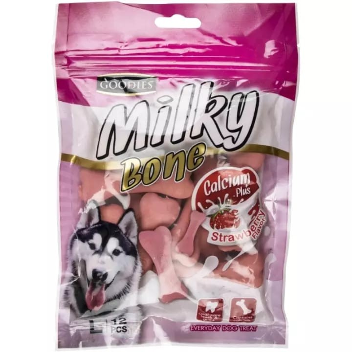 Goodies Dog Food Milky Bone (Strawberry Flavor) S -250gm(25 pc