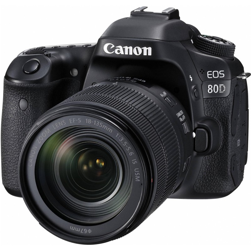 Canon EOS 80D DSLR Camera with 18-135mm USM Lens - 24MP - Black