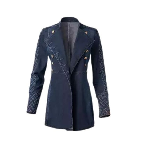 Denim Winter Jacket With Button Style