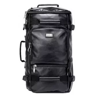 Witzman PU Leather Black Travel Duffel Backpack For Men & Women