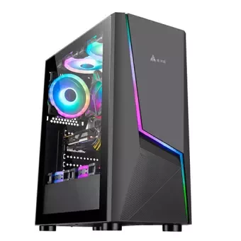 Golden Field 1092B Mid Tower (Tempered Glass Side Window) Black Gaming Desktop Case