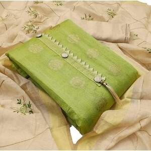 Silk kameez with designed dupatta