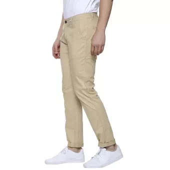 Beige Twill Gabardine Pant for Men