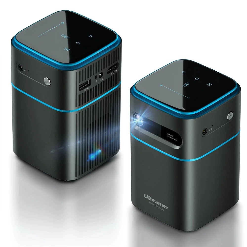 AUN MINI Projector Android 9 Beamer Ubeamer 1 Pro 4K Video Projector Decode Home Theater Beam Projector for Home Phone 7000mAh