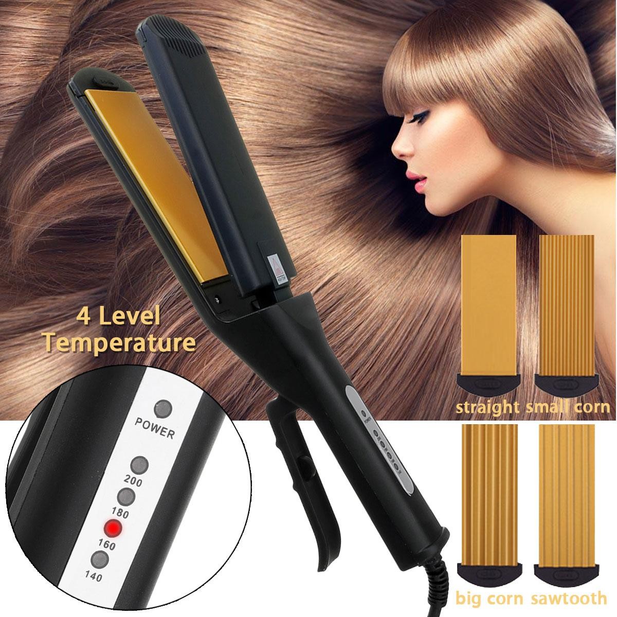 4In1 Pro Hair Straightener Curler Crimper Replaceable Ceramic Ionic Curling Iron