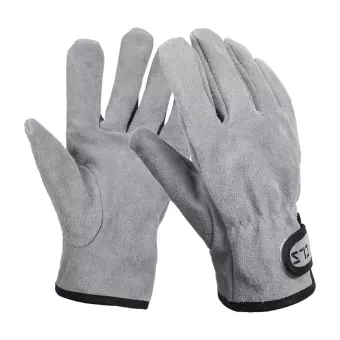 Camping Gloves Cowhide Leather Gloves Heat/Fire Resistant Mittens Outdoor Warm Gloves for BBQ Oven Fireplace