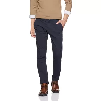 Navy Twill Gabardine Pant for Men
