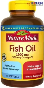 Fish Oil 1200mg, Brain Health, Improve Heart, Bone and Joint Health, helps Lower Cholesterol, 100 Softgels, USA