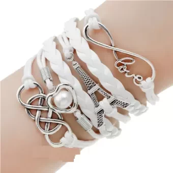 Fashion Tower infinity love pearl heart diy jewelry infinite double leather multilayer Charm bracelet women jewelry