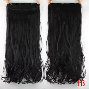 Black 24 inch Long Synthetic Hair Clip In Hair Extension Heat Resistant Hairpiece Natural Corn perm Hair Piece