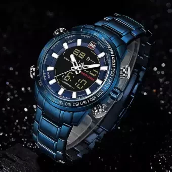 NAVIFORCE NF9093 Stainless Steel Dual Time Wrist Watch for Men - Royal Blue