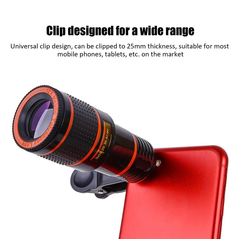 Mobile Phone Camera Lens 12X Zoom Telephoto Lens External Telescope Clip